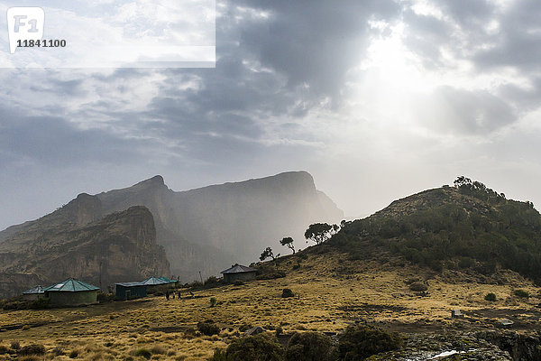 Sonnenuntergang über dem Simien Mountains National Park  UNESCO Weltkulturerbe  Debarq  Äthiopien  Afrika