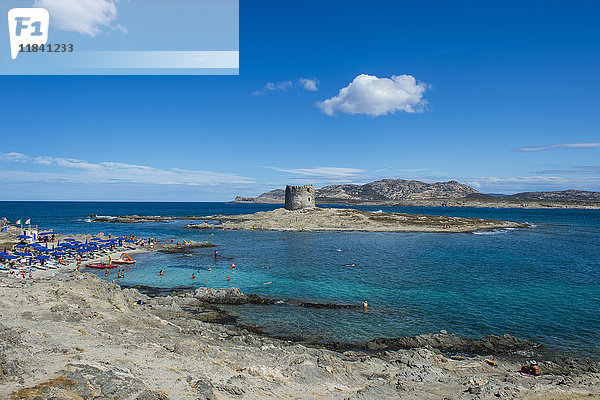 Alter Wachturm am Strand  Pelosa  Sardinien  Italien  Mittelmeer  Europa
