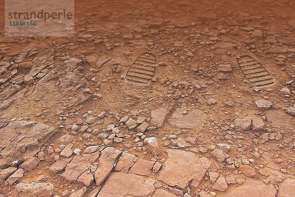 Kunstwerk der Fußabdrücke auf dem Mars