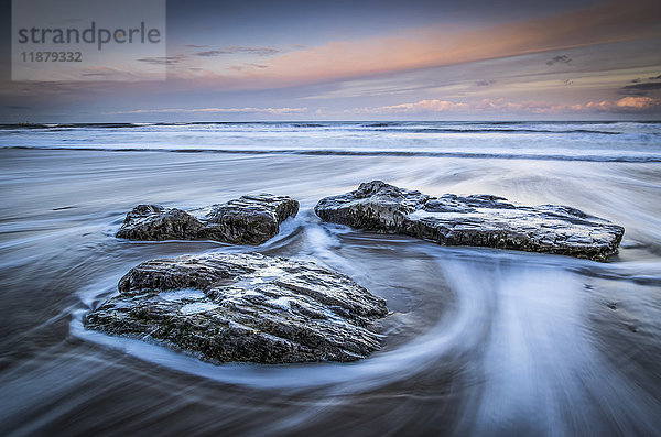 Schwarze Felsen an der Nordostküste; South Shields  Tyne and Wear  England'.