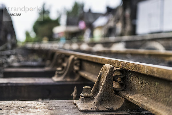 Nahaufnahme eines Eisenbahngleises; Yorkshire  England