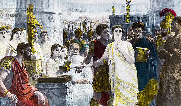 Ein handkoloriertes Laterna Magica-Dia um 1900. Diana oder Christus  Thos Agnew
