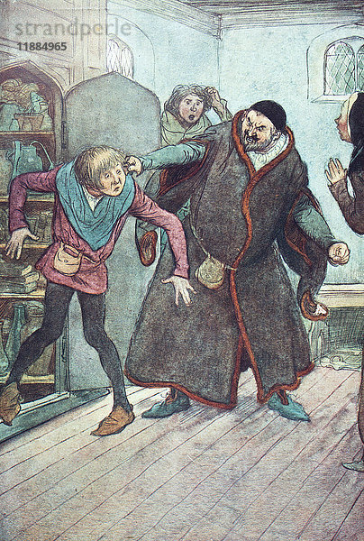 Charles Dicken's. Die lustigen Weiber von Windsor. Illustration von Hugh Thompson London 1910.Schurke! La