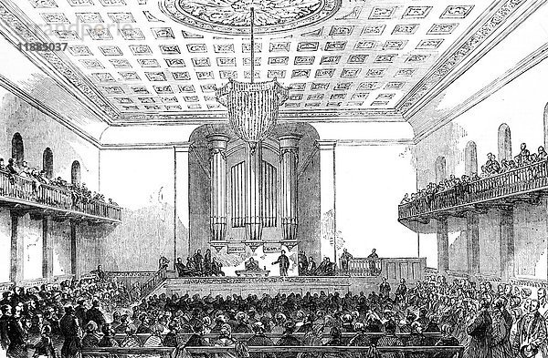 Radierung der Illustrated London News von 1852  Vortrag über den Herzog von Wellington und seine Zeit  in der