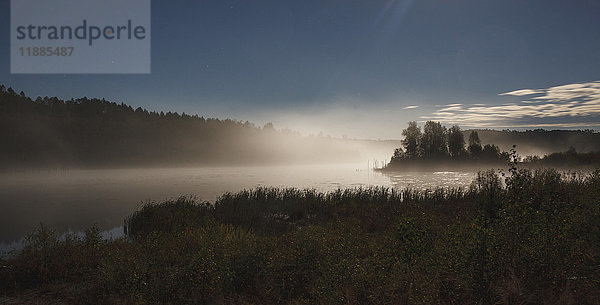 Blick auf den See im Wald gegen den Himmel bei nebligem Wetter  Svobodniy  Amur  Russland