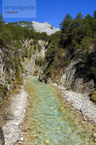Karwendelschlucht im Hinterauer Tal  obere Isar  Isartal bei Scharnitz  Karwendelgebirge  Tirol Österreich