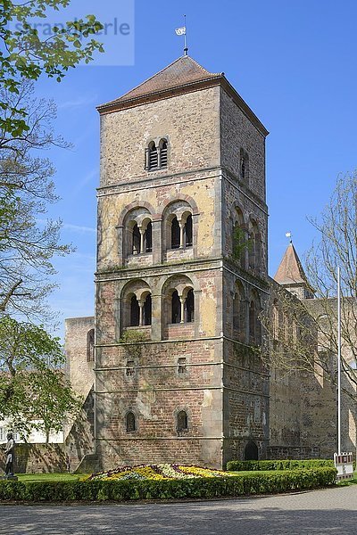 Katharinenturm  Glockenturm  12. Jahrhundert  an der Rückseite der Klosterruine  Kloster Hersfeld  Lutherstätte  Bad Hersfeld  Hessen  Deutschland  Europa