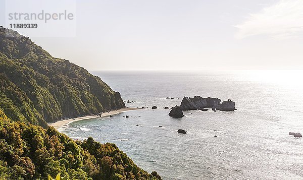 Knights Point Aussichtspunkt  Klippen und Felsen im Meer  Haast  Westküste  Neuseeland  Ozeanien