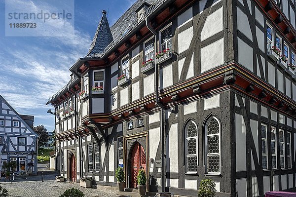 Historisches Rathaus  spätgotischer Fachwerkbau  Schotten  Hessen  Deutschland  Europa