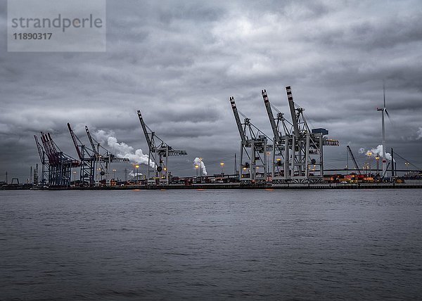 Ladekräne  Hamburger Hafen  Containerhafen  Elbe  Hamburg  Deutschland  Europa