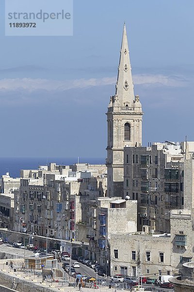 St. Paul's Pro-Cathedral Church  Blick von der St. Michael's Bastion  Valletta  Malta  Europa