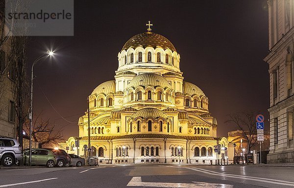 Alexander-Newski-Kathedrale  Nachtansicht  Sofia  Bulgarien  Europa