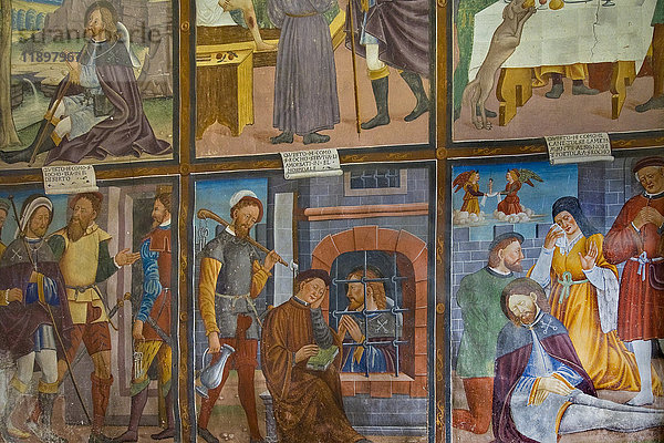 Fresken von Battista di Legnano  St. Rocco in der Kirche St. Johannes der Evangelist  Santa Maria Maggiore  Vigezzo-Tal  Piemont  Italien