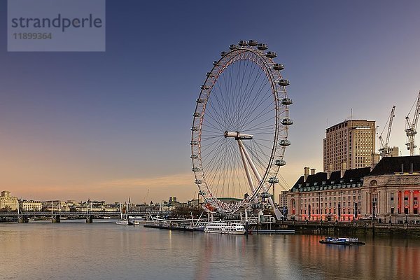 London Eye  Riesenrad an der Themse  London  England  Vereinigtes Königreich  Europa
