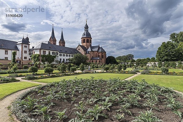 Ehemaliges Benediktinerkloster mit Klostergarten und Einhard-Basilika  Seligenstadt  Hessen  Deutschland  Europa