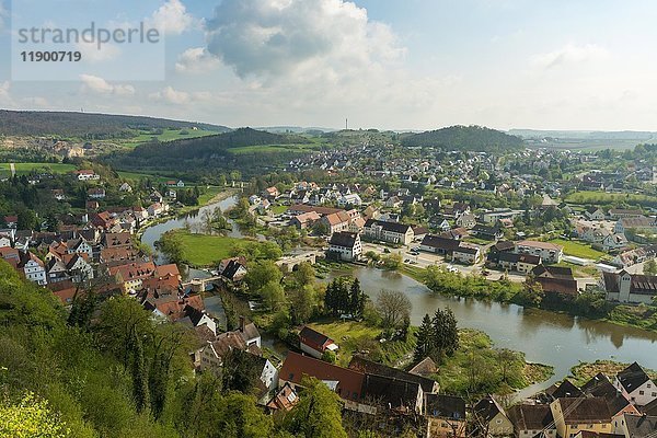 Blick auf Harburg und den Fluss Wörnitz  Donau-Ries  Bayern  Deutschland  Europa