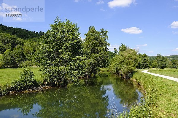 Fluss Pegnitz bei Vorra  Pegnitztal  Hersbrucker Alb  Mittelfranken  Franken  Bayern  Deutschland  Europa