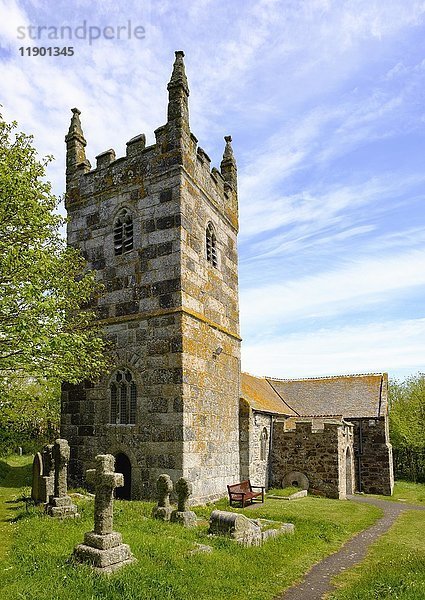 St Wynwallow's Church in Landewednack  Lizard  Lizard-Halbinsel  Cornwall  England  Vereinigtes Königreich  Europa