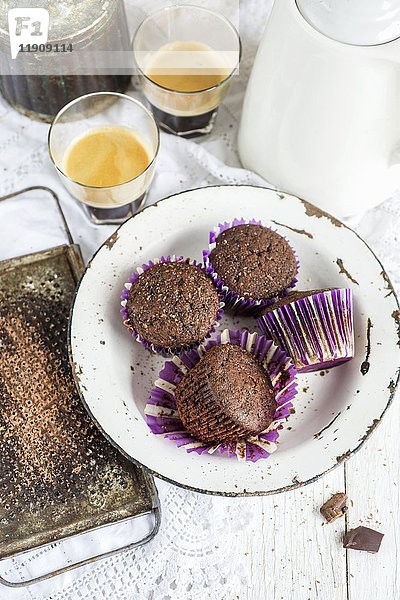 Mini-Schoko-Muffins mit Kaffee
