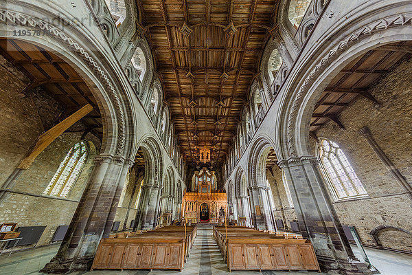 Innenraum der Kathedrale von St. David  Pembrokeshire  Wales  Vereinigtes Königreich  Europa