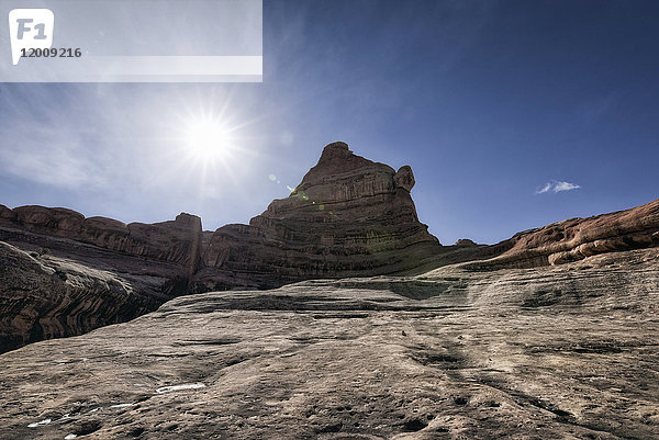 Sonne über der Wüste in Moab  Utah  Vereinigte Staaten