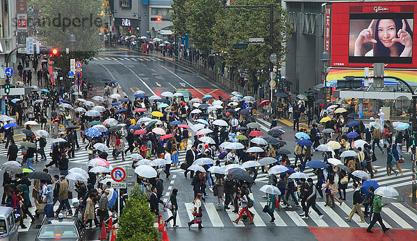 Japan  Tokio  Shibuya  Straßenkreuzung  Menschenmenge  Menschen