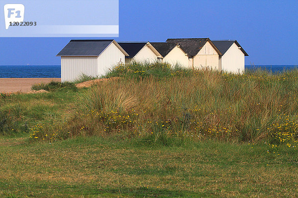 Frankreich  Calvados (14)  Cote de Nacre  Ouistreham. Riva-Bella. Strandhütten.