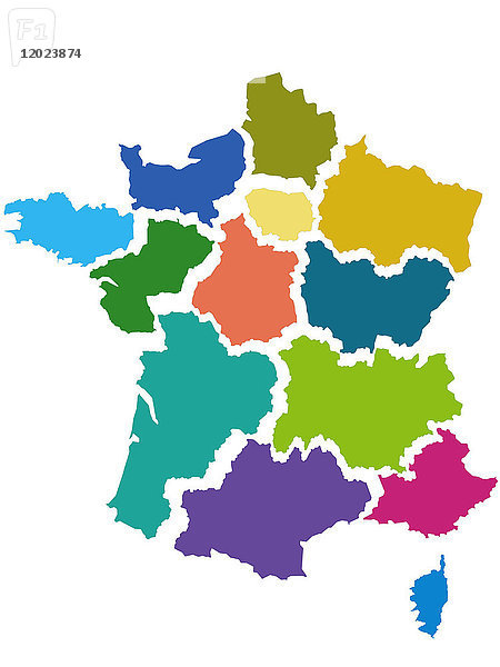 Karte Frankreichs mit den 13 Regionen  verabschiedet von der Assemblee Nationale (19.-20. November 2014)