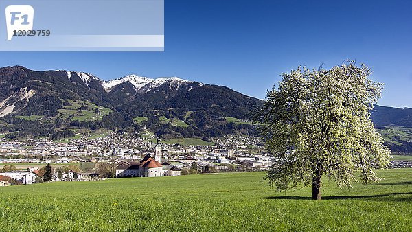 Blick auf die Stadt vor der Bergkulisse  Schwaz  Tirol  Österreich  Europa