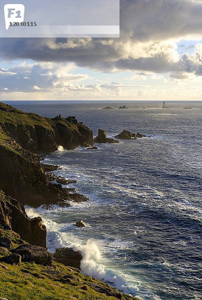 Longship-Leuchtturm  Longships-Leuchtturm  Land's End  Cornwall  England  Großbritannien