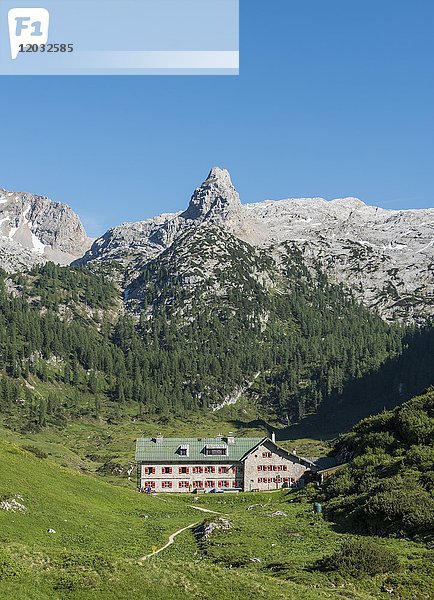 Berghütte Kärlingerhaus  hinterer Hahnenkamm  Funtenseetauern  Nationalpark Berchtesgaden  Berchtesgadener Land  Oberbayern  Bayern  Deutschland  Europa