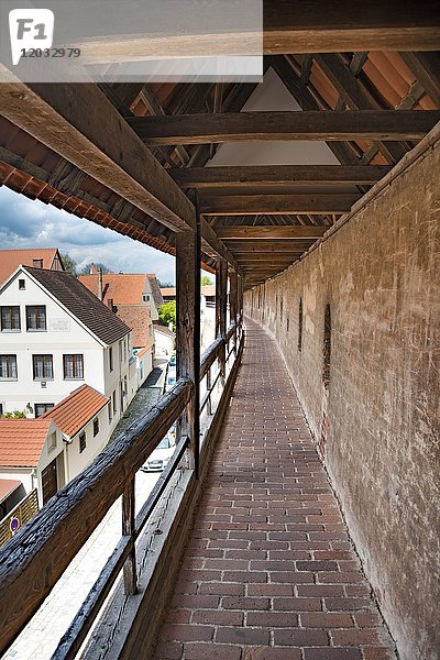 Alte Stadtmauer  Nördlingen  Schwaben  Bayern  Deutschland  Europa