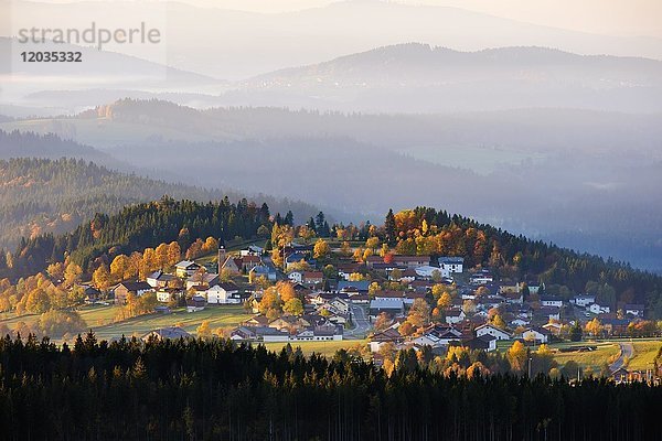 Finsterau bei Mauth  Blick vom Siebensteinkopf  Bayerischer Wald  Niederbayern  Bayern  Deutschland  Europa