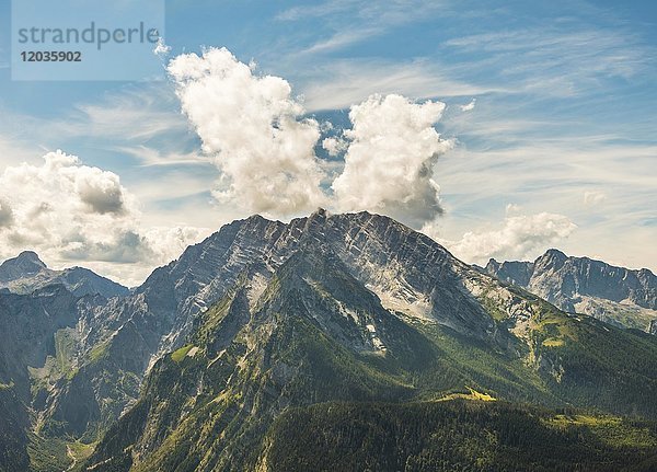 Blick auf den Watzmann vom Jenner  Nationalpark Berchtesgaden  Berchtesgadener Land  Oberbayern  Bayern  Deutschland  Europa