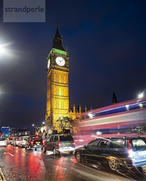 Big Ben  Houses of Parliament  Lichtspuren  Nachtaufnahme  City of Westminster  London  Region London  England  Großbritannien  Europa