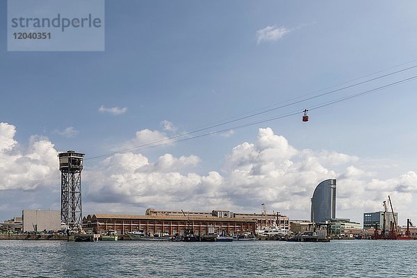 Hafenseilbahn  Teleférico del puerto  Barceloneta  Barcelona  Katalonien  Spanien  Europa