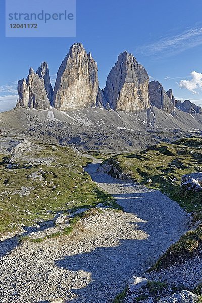 Drei Zinnen  Dolomiten  Sexten  Provinz Südtirol  Region Trentino-Südtirol  Italien  Europa