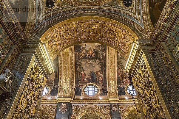 Prunkvolles Gewölbe  Innenraum  römisch-katholische St. John?s Co-Cathedral  Valletta  Malta  Europa