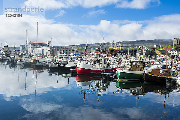 Hafen von Torshavn  Hauptstadt der Färöer Inseln  Streymoy  Färöer Inseln  Dänemark  Europa