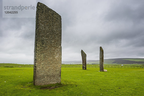 Die Stehenden Steine von Stenness  UNESCO-Welterbestätte  Orkney-Inseln  Schottland  Vereinigtes Königreich  Europa
