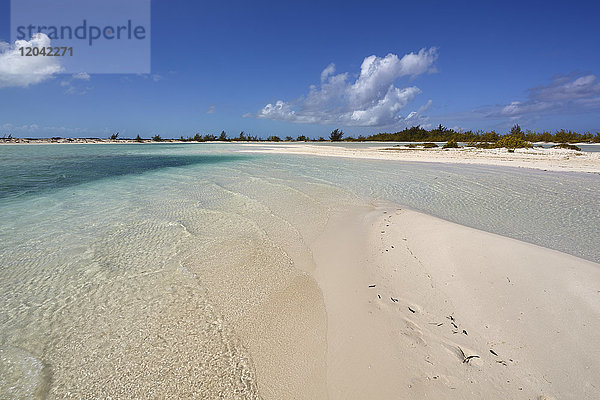 Eine Sandbank auf Water Cay  vor der Nordspitze von Providenciales  Turks- und Caicosinseln  in der Karibik  Westindische Inseln  Mittelamerika