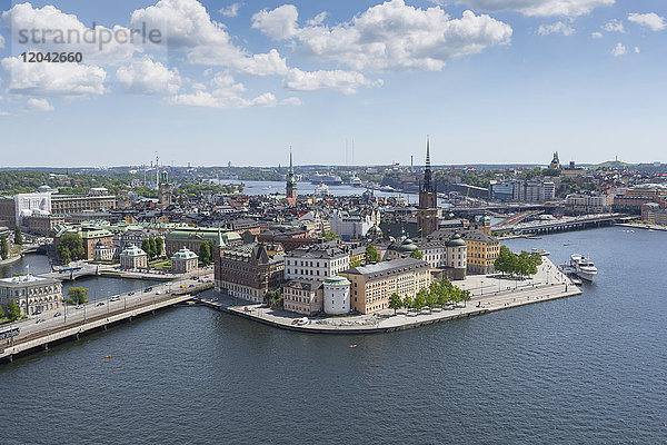 Blick auf den Rathausturm Riddarholmen  Stockholm  Schweden  Skandinavien  Europa