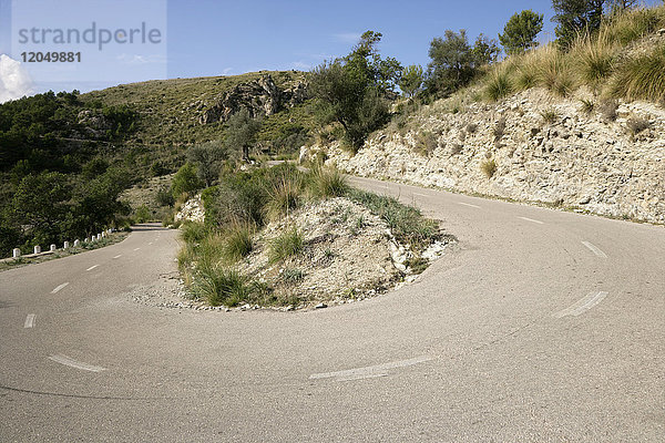Kurve in der Straße  Mallorca  Spanien