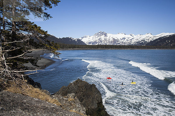 Surfer entlang der Außenküste der Kenai-Halbinsel  Süd-Zentral-Alaska  USA