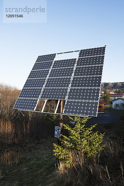 Solarmodul-Anlage  Homer  Kenai-Halbinsel  Süd-Zentral-Alaska  USA