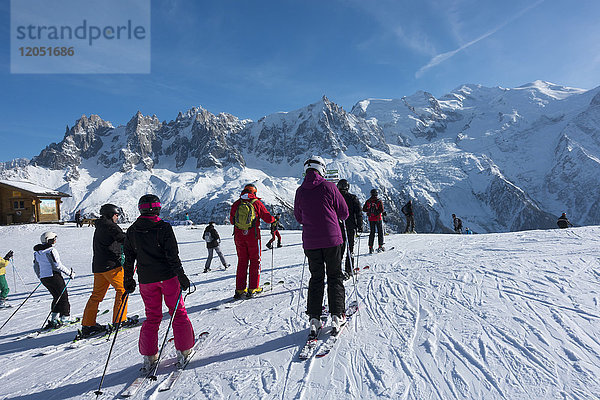 Skifahrer im Skigebiet Brevent-Flegere; Chamonix  Frankreich