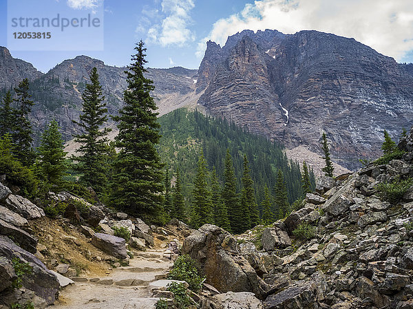 Ein Wanderweg durch felsiges Gelände in den kanadischen Rocky Mountains  Banff National Park; Alberta  Kanada