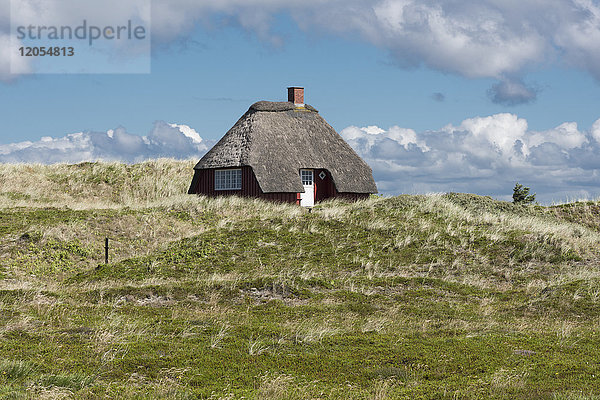 Dänemark  Norre Nebel Sogn  Haus mit Strohdach in den Dünen
