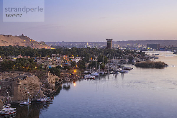 Blick auf Movenpick Resort und Nil  Assuan  Oberägypten  Ägypten  Nordafrika  Afrika