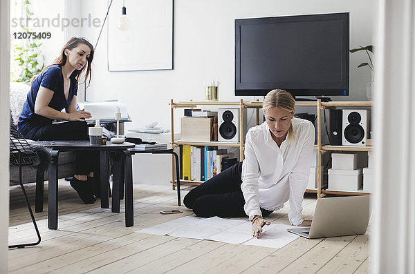 Female colleagues working in home office